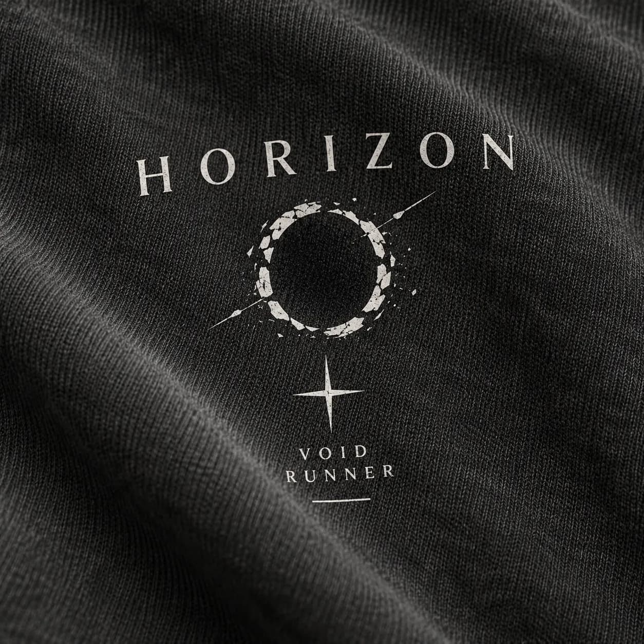 HORIZON chest mark printed on washed heavyweight cotton